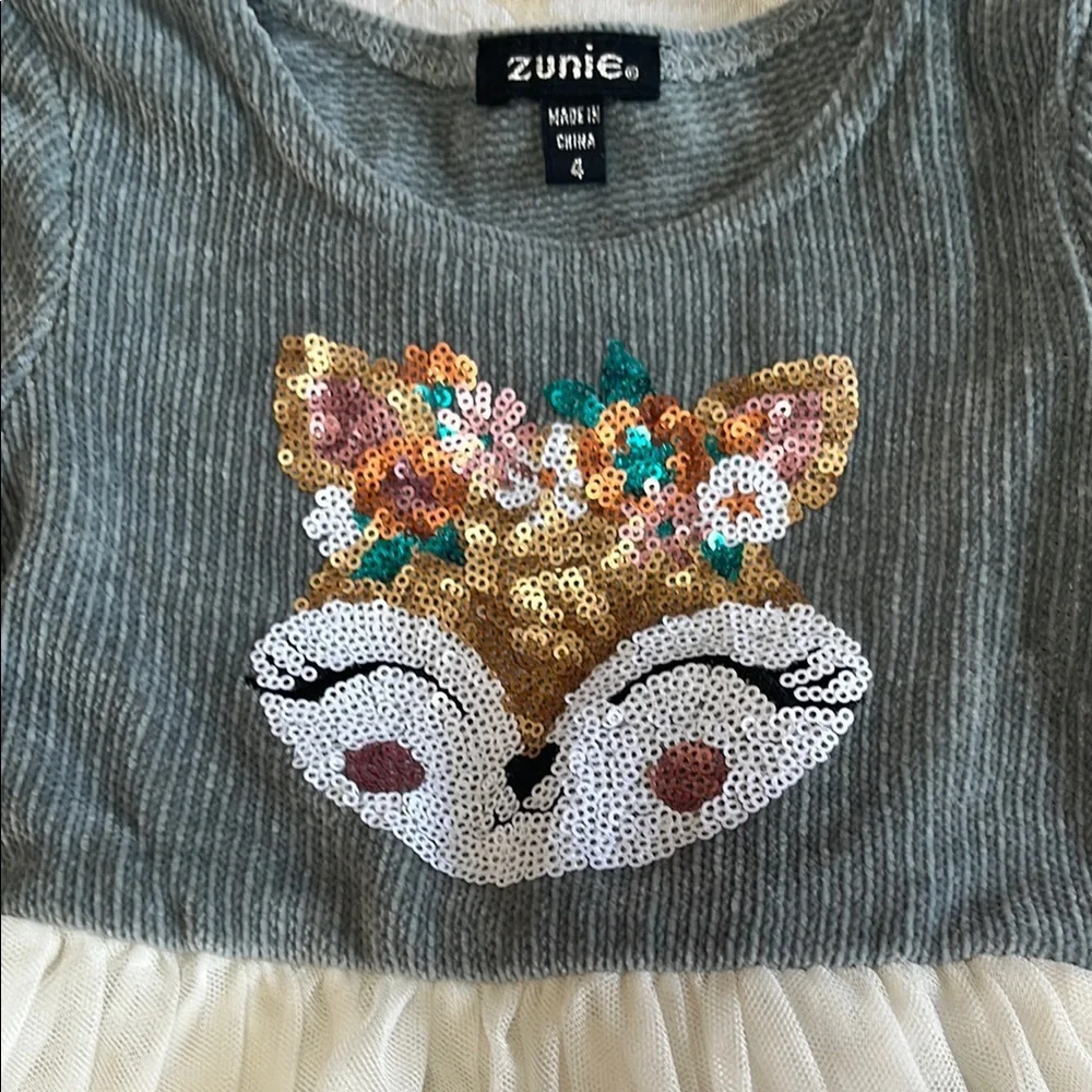 Zunie Gray and White Cuffed Sleeve Sundress